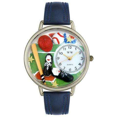 Whimsical Unisex Baseball Navy Blue Leather Watch