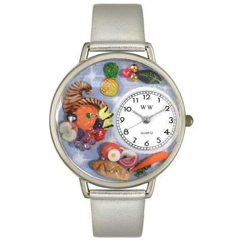 Whimsical Unisex Holiday Feast Gold Leather Watch