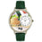 Whimsical Unisex Italy Hunter Green Leather Watch