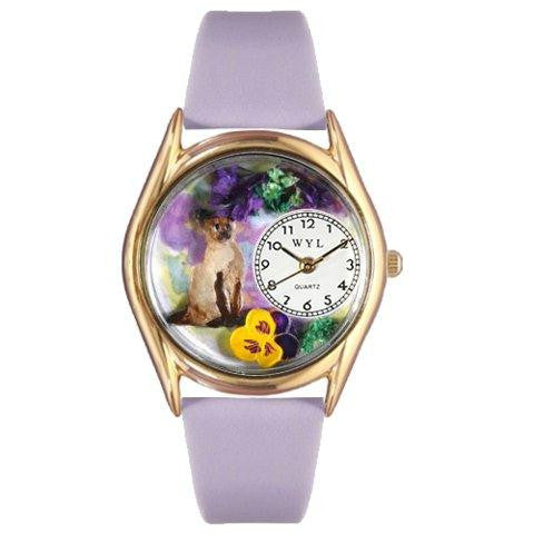 Whimsical Womens Siamese Cat Lavender Leather Watch