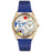 Whimsical Womens Tea Lover Royal Blue Leather Watch