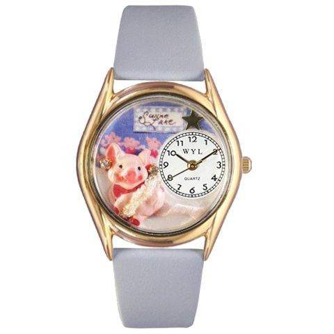 Whimsical Womens Swine Lake Baby Blue Leather Watch