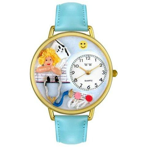 Whimsical Unisex Nurse Angel Baby Blue Leather Watch