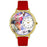 Whimsical Unisex Birthstone: April Red Leather Watch