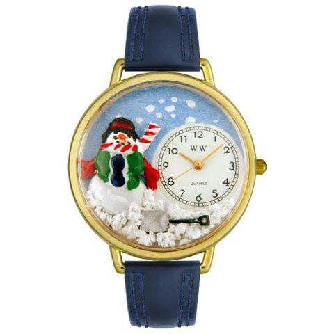 Whimsical Unisex Christmas Snowman Red Leather Watch