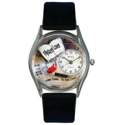 Whimsical Womens Mystery Lover Black Leather Watch