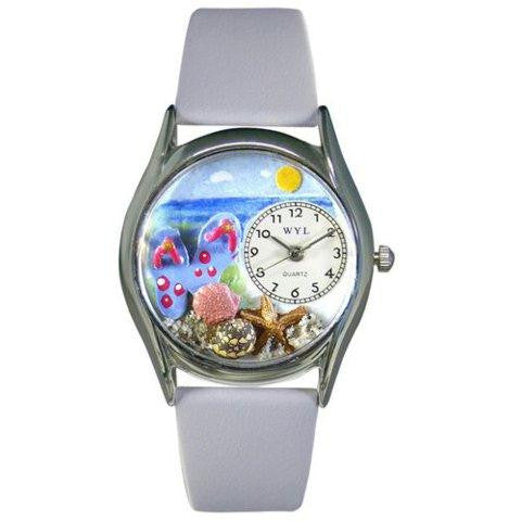 Whimsical Womens Flip-flops bay Blue Leather Watch