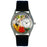 Whimsical Womens Autumn Leaves Black Leather Watch