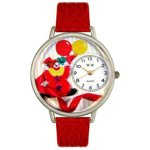 Whimsical Unisex Happy Red Clown Red Leather Watch