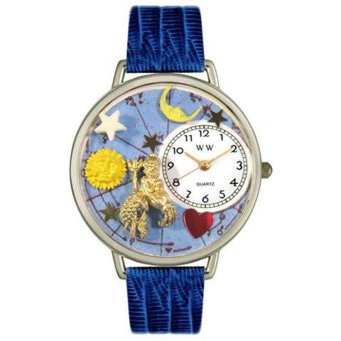 Whimsical Unisex Aquarius Royal Blue Leather Watch