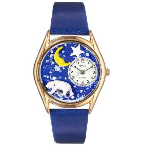 Whimsical Womens Polar Bear Royal Blue Leather Watch