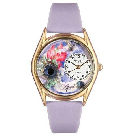 Whimsical Womens Birthstone: April Red Leather Watch