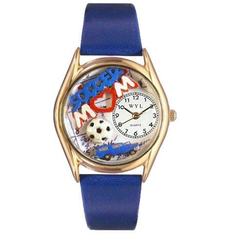 Whimsical Womens Soccer Mom Royal Blue Leather Watch