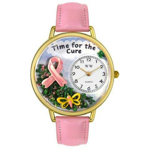 Whimsical Unisex Time for the Cure Pink Leather Watch