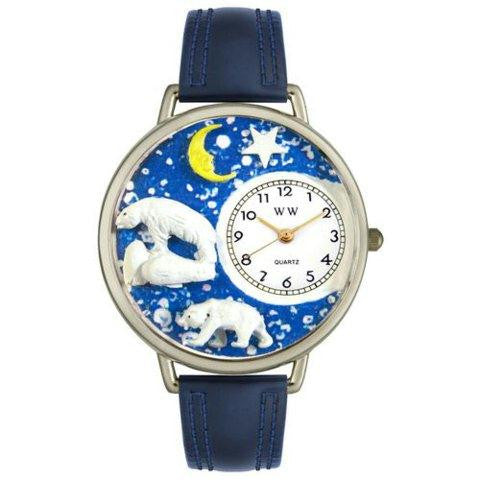 Whimsical Unisex Polar Bear Navy Blue Leather Watch