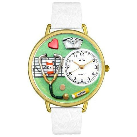 Whimsical Unisex Nurse Green White Skin Leather Watch