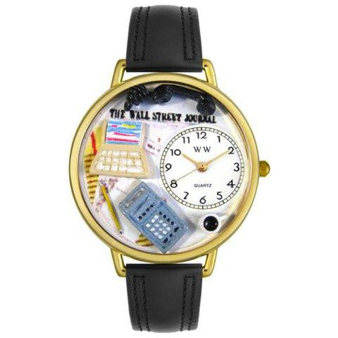 Whimsical Unisex AccounTant Black Padded Leather Watch