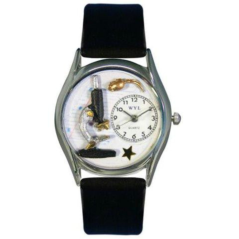 Whimsical Womens Science Teacher Black Leather Watch