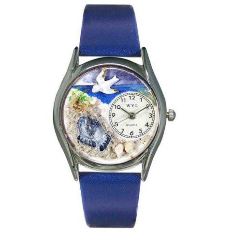 Whimsical Womens Footprints Royal Blue Leather Watch