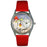 Whimsical Womens Christmas Snowman Red Leather Watch