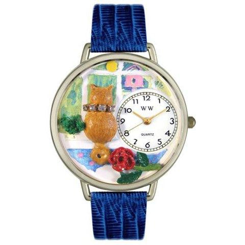 Whimsical Unisex Aristo Cat Royal Blue Leather Watch