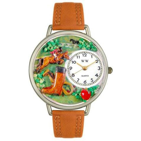 Whimsical Unisex Horse Competition Tan Leather Watch