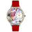 Whimsical Unisex Birthstone: April Red Leather Watch