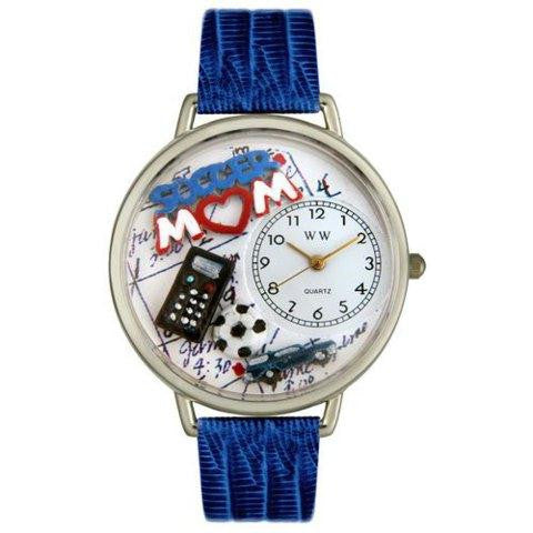 Whimsical Unisex Soccer Mom Royal Blue Leather Watch