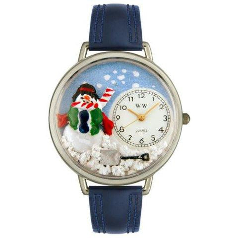 Whimsical Unisex Christmas Snowman Red Leather Watch