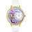 Whimsical Unisex Nurse Purple White Skin Leather Watch