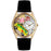 Whimsical Womens School Bus Driver Black Leather Watch