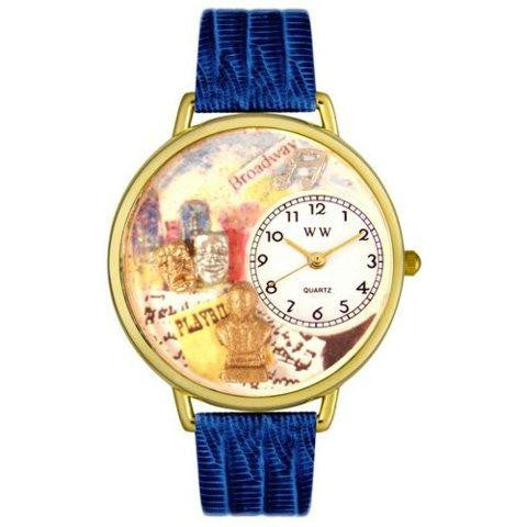 Whimsical Unisex Drama Theater Royal Blue Leather Watch