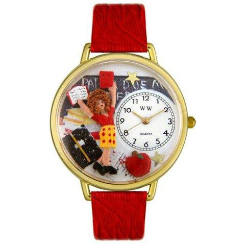 Whimsical Unisex Kindergarten Teacher Red Leather Watch