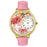 Whimsical Unisex Valentines Day Pink Pink Leather Watch