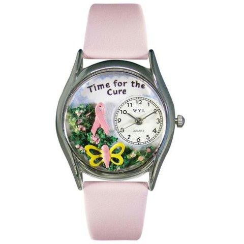 Whimsical Womens Time For The Cure Pink Leather Watch