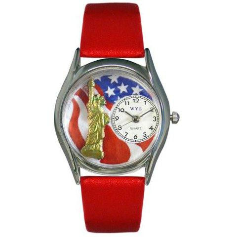 Whimsical Womens July 4th Patriotic Red Leather Watch