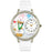 Whimsical Unisex Nurse Teddy Bear White Leather Watch