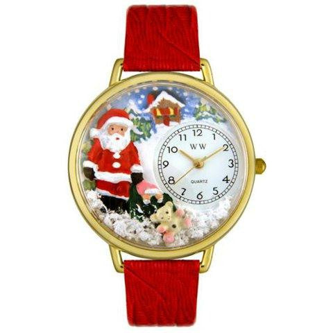 Whimsical Unisex Christmas Santa Claus Red Leather Watch