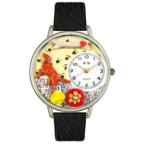 Whimsical Unisex Irish Setter Black Skin Leather Watch