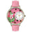 Whimsical Unisex Pink Glitter Clown Pink Leather Watch