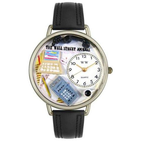 Whimsical Unisex AccounTant Black Padded Leather Watch