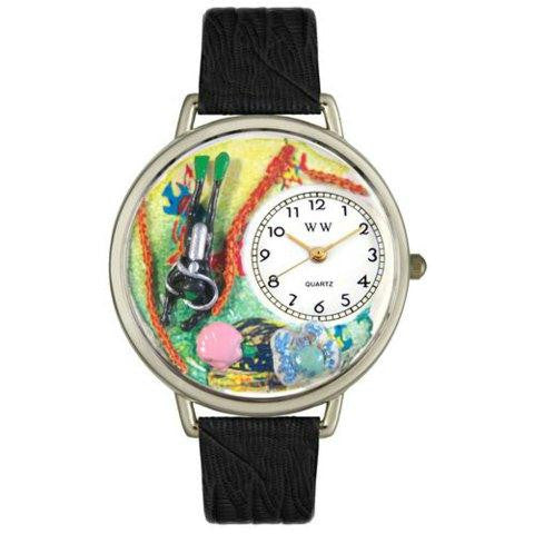 Whimsical Unisex Scuba Diving Black Skin Leather Watch