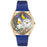 Whimsical Womens Cats Night Out Royal Blue Leather Watch