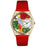 Whimsical Womens African Gray Parrot Green Leather Watch