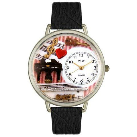 Whimsical Unisex Music Teacher Black Skin Leather Watch