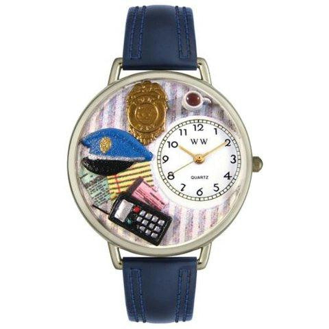 Whimsical Unisex Police Officer Navy Blue Leather Watch