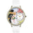 Whimsical Unisex Teddy Bear Wedding White Leather Watch