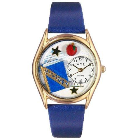 Whimsical Womens History Teacher Royal Blue Leather Watch