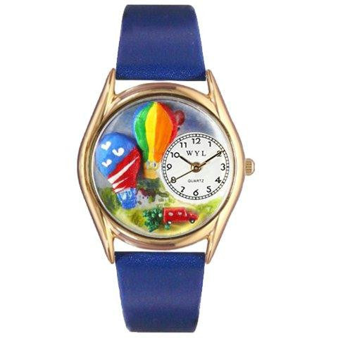 Whimsical Womens Hot Air Ballons Royal Blue Leather Watch