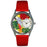 Whimsical Womens African Gray Parrot Green Leather Watch